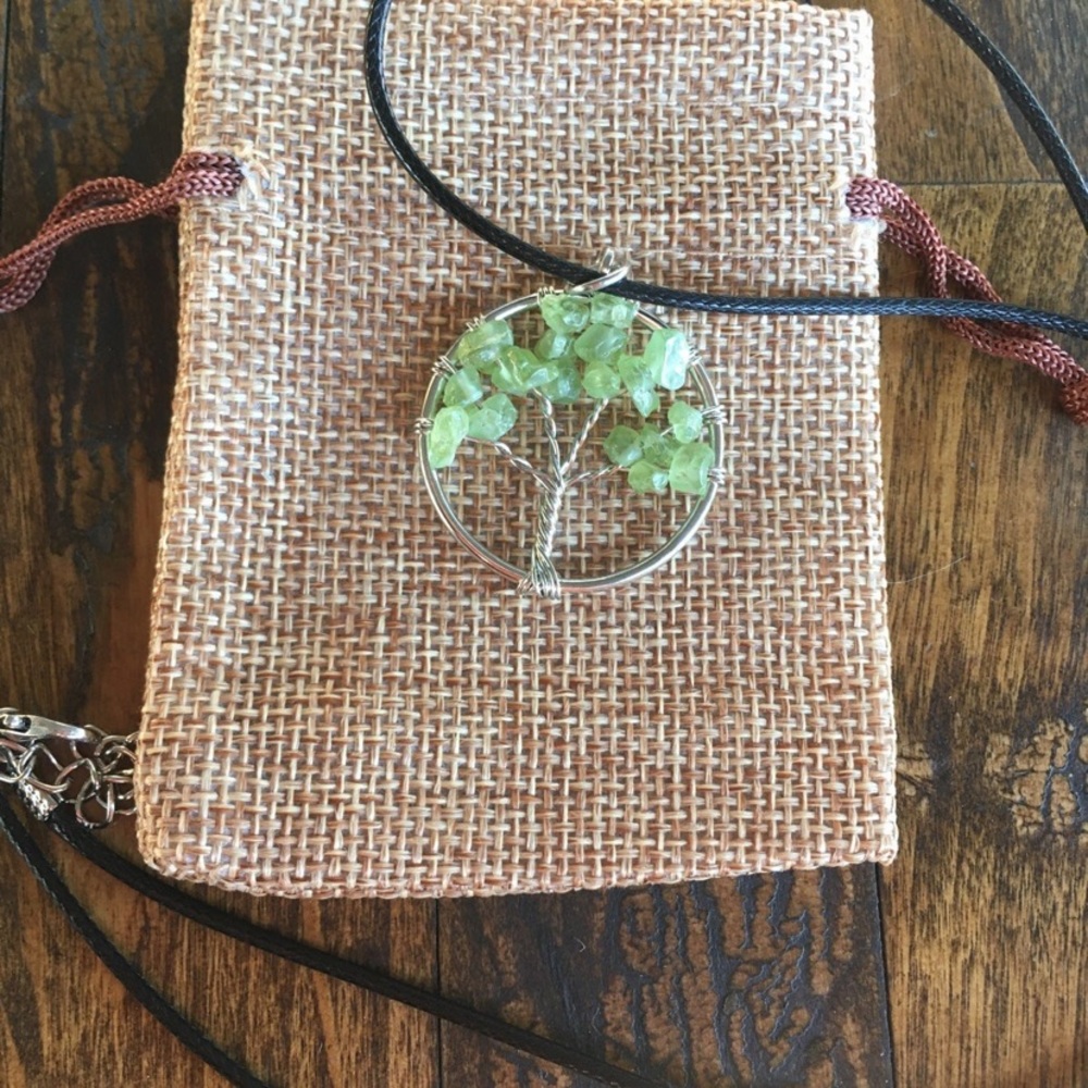 Brand New Peridot Necklace Tree Of Life Necklace Genuine Peridot Pendant